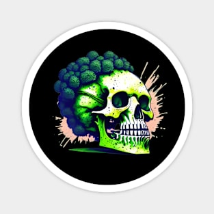 Funny Watercolor Skeleton Broccoli skull Graphic design Vegan Magnet